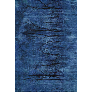 HomeRoots 10' X 14' Blue and Charcoal Floral Area Rug - Washable, UV Protected, Ideal for Busy Homes & Kids 717278