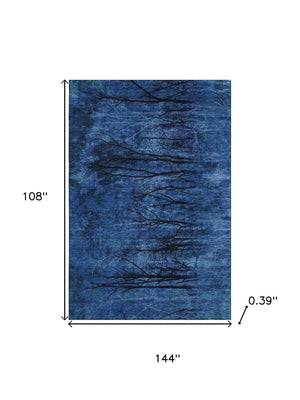 HomeRoots 10' X 14' Blue and Charcoal Floral Area Rug - Washable, UV Protected, Ideal for Busy Homes & Kids 717278