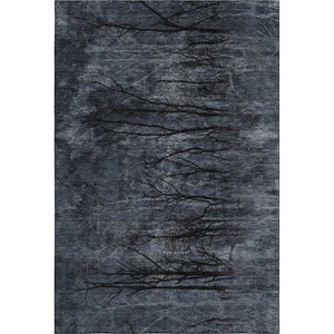 HomeRoots 5' X 8' Charcoal Gray Floral Area Rug – Machine Washable, UV Protected, Ideal for High-Traffic Spaces 717280