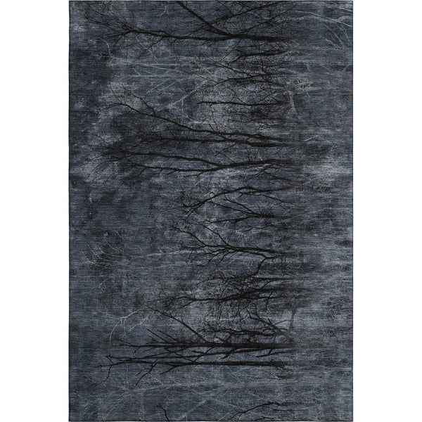 HomeRoots 5' X 8' Charcoal Gray Floral Area Rug – Machine Washable, UV Protected, Ideal for High-Traffic Spaces 717280