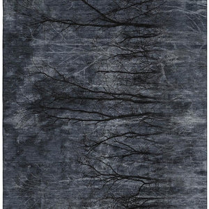 HomeRoots 5' X 8' Charcoal Gray Floral Area Rug – Machine Washable, UV Protected, Ideal for High-Traffic Spaces 717280