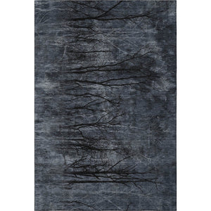 HomeRoots 8' Charcoal and Gray Floral Washable Round Rug - Stain-Resistant, UV Protected, Durable Design! 717281