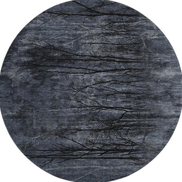 HomeRoots 8' X 10' Charcoal & Gray Floral Washable Area Rug - Durable, UV-Protected, Pet-Friendly Design! 717282