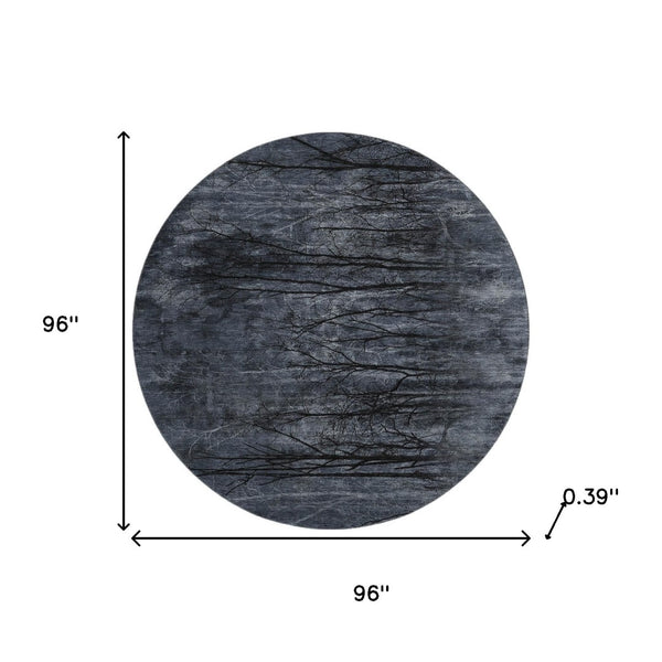 HomeRoots 8' X 10' Charcoal & Gray Floral Washable Area Rug - Durable, UV-Protected, Pet-Friendly Design! 717282