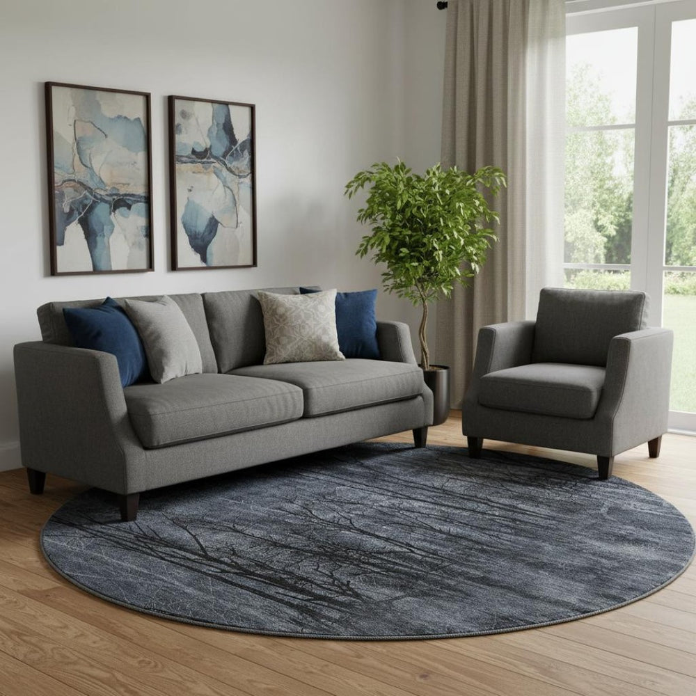 HomeRoots 8' X 10' Charcoal & Gray Floral Washable Area Rug - Durable, UV-Protected, Pet-Friendly Design! 717282