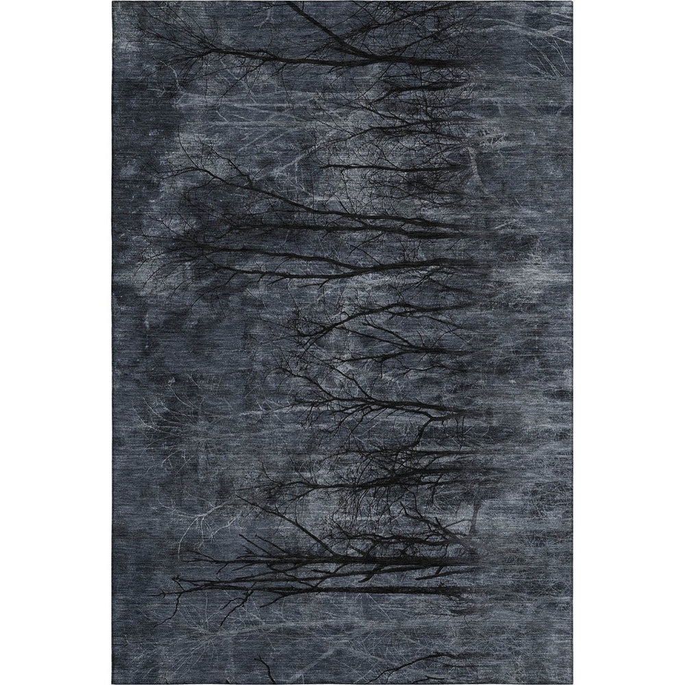 HomeRoots 9' X 12' Charcoal Floral Area Rug - Washable, Stain-Resistant, UV Protected for Timeless Style 717283