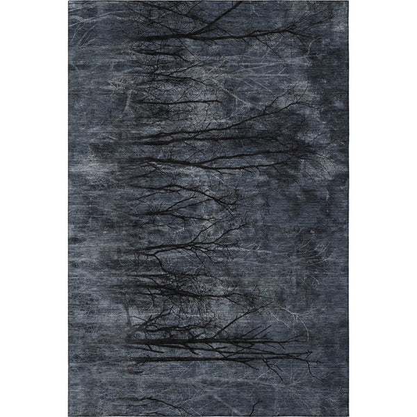 HomeRoots 9' X 12' Charcoal Floral Area Rug - Washable, Stain-Resistant, UV Protected for Timeless Style 717283