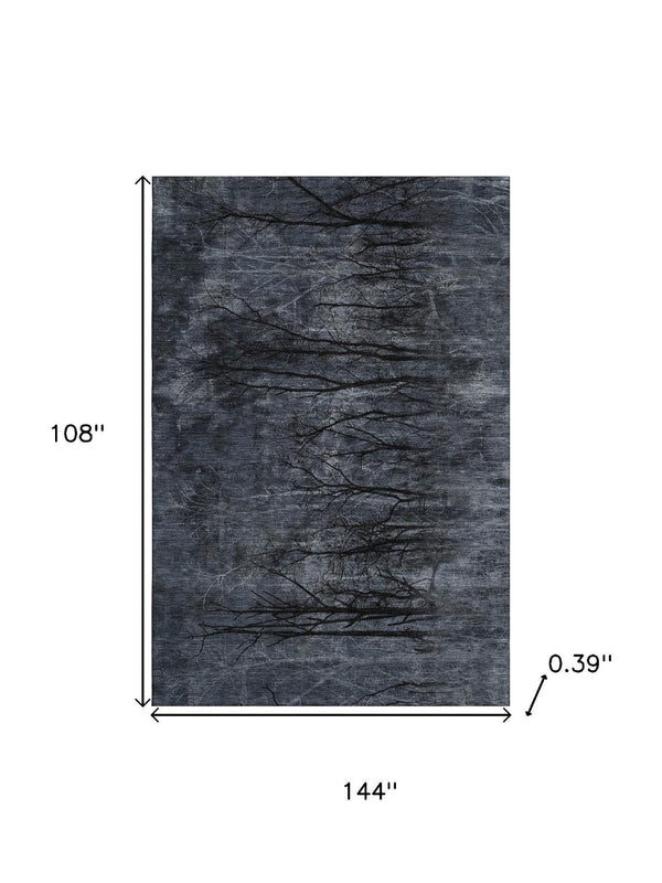 HomeRoots 10' X 14' Charcoal & Gray Floral Area Rug - Washable, UV-Protected, Durable for Busy Homes & Patios 717284