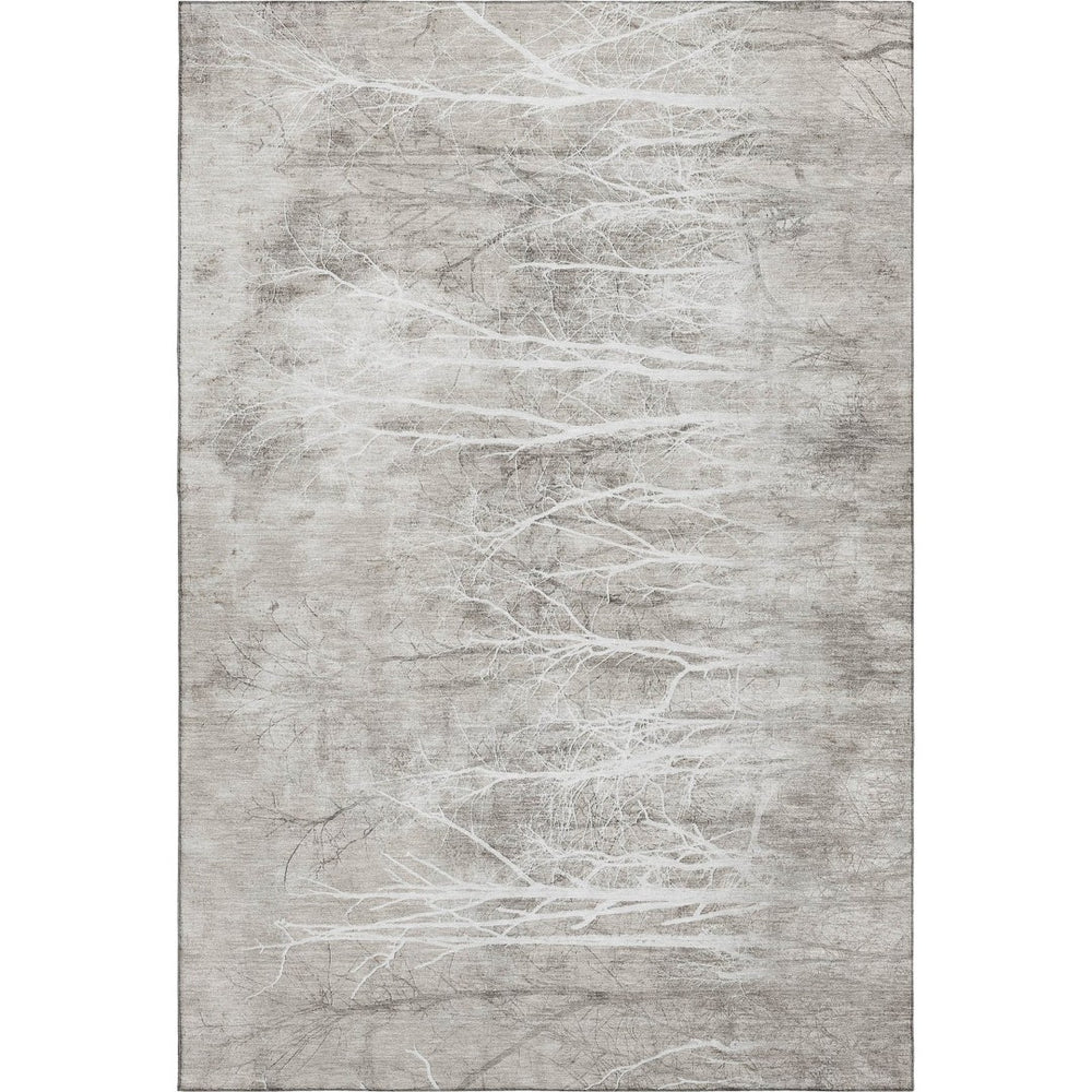 HomeRoots 5' X 8' Silver And Ivory Floral Area Rug - Washable, Non-Slip, UV Resistant for Family Spaces 717286