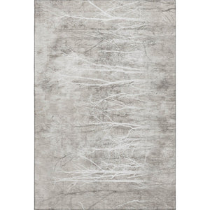 HomeRoots 8' Silver And Ivory Floral Round Rug – Washable, UV Protected, Stain-Resistant for High Traffic Areas 717287