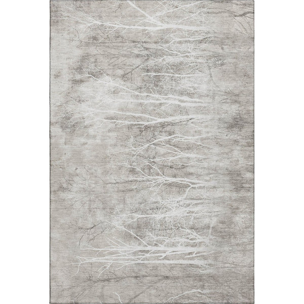 HomeRoots 8' Silver And Ivory Floral Round Rug – Washable, UV Protected, Stain-Resistant for High Traffic Areas 717287