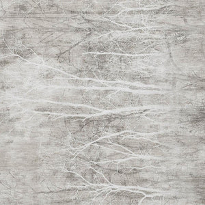 HomeRoots 8' Silver And Ivory Floral Round Rug – Washable, UV Protected, Stain-Resistant for High Traffic Areas 717287