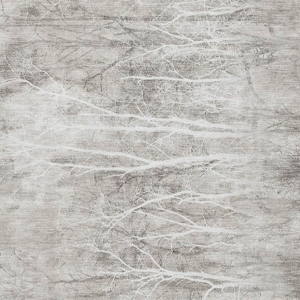 HomeRoots 8' Silver And Ivory Floral Round Rug – Washable, UV Protected, Stain-Resistant for High Traffic Areas 717287