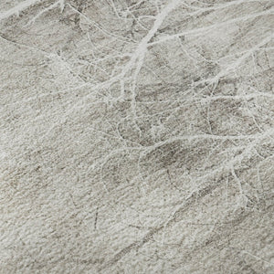 HomeRoots 8' Silver And Ivory Floral Round Rug – Washable, UV Protected, Stain-Resistant for High Traffic Areas 717287