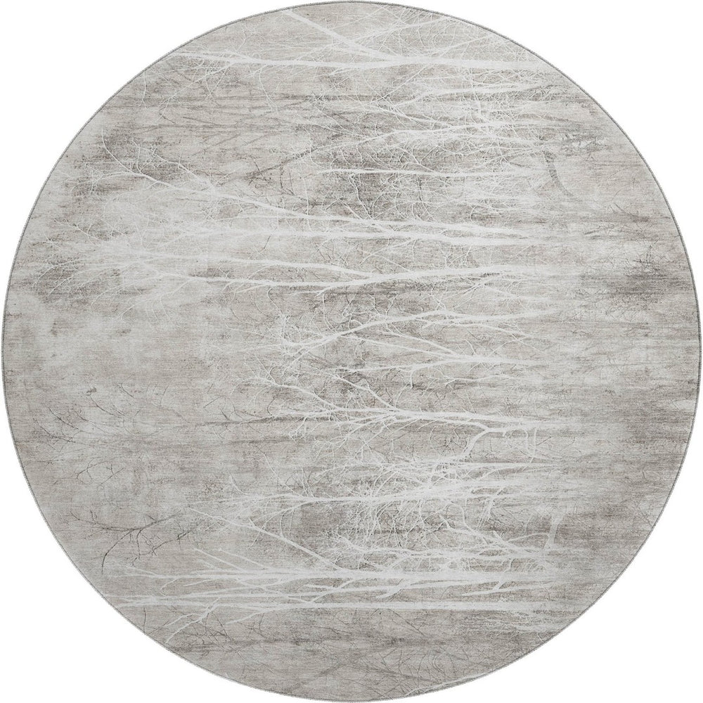 HomeRoots 8' X 10' Elegant Silver and Ivory Floral Area Rug - Washable, UV Protected, Ideal for Pets & Kids 717288