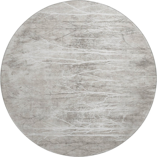 HomeRoots 8' X 10' Elegant Silver and Ivory Floral Area Rug - Washable, UV Protected, Ideal for Pets & Kids 717288