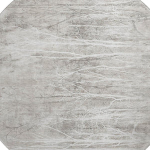 HomeRoots 8' X 10' Elegant Silver and Ivory Floral Area Rug - Washable, UV Protected, Ideal for Pets & Kids 717288