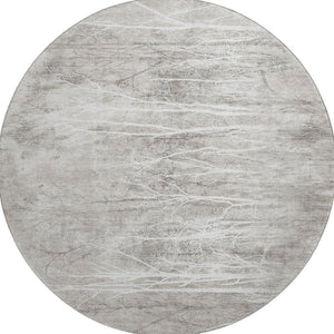HomeRoots 8' X 10' Elegant Silver and Ivory Floral Area Rug - Washable, UV Protected, Ideal for Pets & Kids 717288