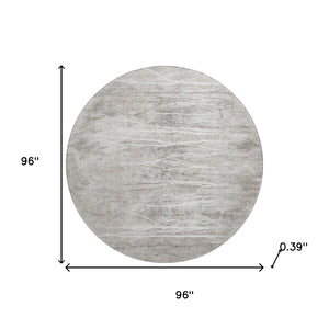 HomeRoots 8' X 10' Elegant Silver and Ivory Floral Area Rug - Washable, UV Protected, Ideal for Pets & Kids 717288