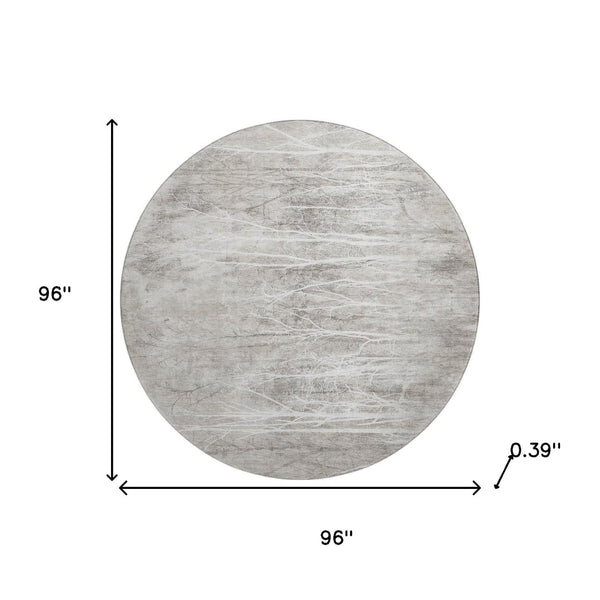 HomeRoots 8' X 10' Elegant Silver and Ivory Floral Area Rug - Washable, UV Protected, Ideal for Pets & Kids 717288