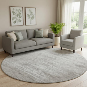 HomeRoots 8' X 10' Elegant Silver and Ivory Floral Area Rug - Washable, UV Protected, Ideal for Pets & Kids 717288