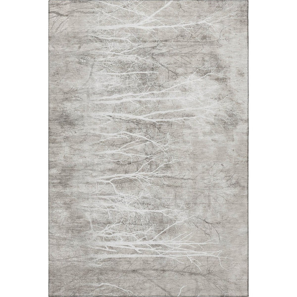 HomeRoots 9' X 12' Silver and Ivory Floral Area Rug – Washable, Durable, UV Protected, Ideal for Busy Homes 717289