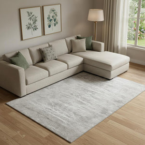 HomeRoots 9' X 12' Silver and Ivory Floral Area Rug – Washable, Durable, UV Protected, Ideal for Busy Homes 717289
