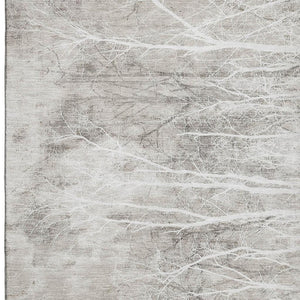 HomeRoots 10' X 14' Elegant Silver and Ivory Floral Washable Area Rug with UV Protection for Family Homes 717290