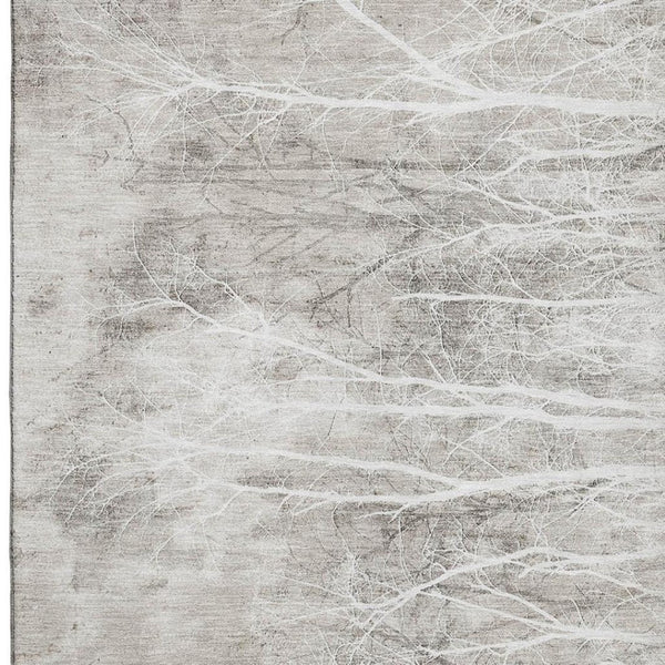 HomeRoots 10' X 14' Elegant Silver and Ivory Floral Washable Area Rug with UV Protection for Family Homes 717290