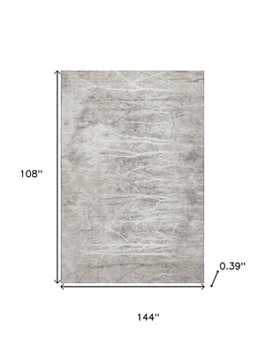 HomeRoots 10' X 14' Elegant Silver and Ivory Floral Washable Area Rug with UV Protection for Family Homes 717290