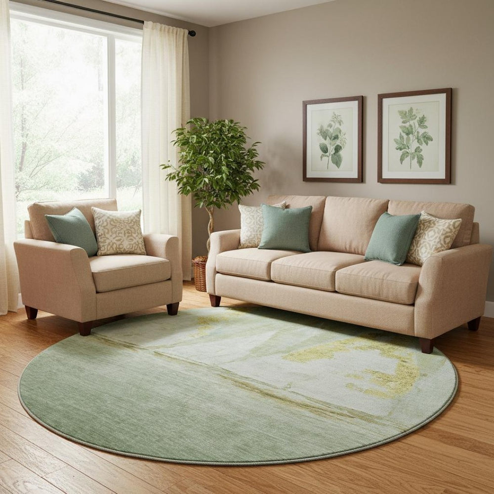 HomeRoots 8' X 10' Nautical Area Rug in Green & Gold – Washable, UV-Protected, Stain-Resistant for Any Space! 717300
