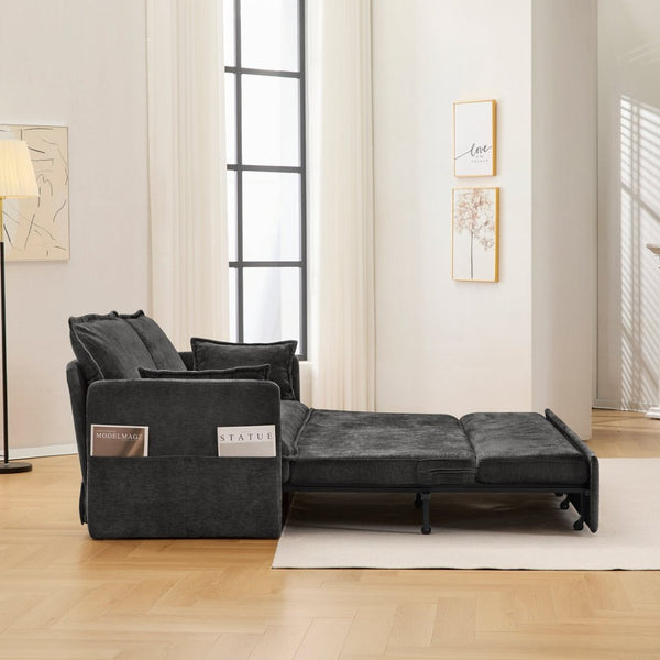 English Elm 59.5" Chenille Sleeper Sofa with Usb Charging Storage and Firm Foam Support W2606P301327