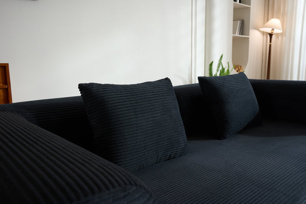 English Elm Convertible Sleeper Sofa Bed with Corduroy Upholstery, 4‑in‑1 Folding Couch Mattress, Space‑Saving Lounge Black W3434P346241