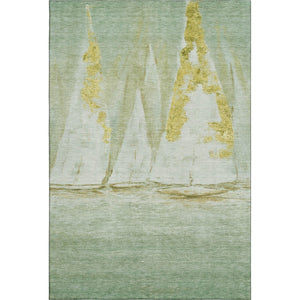 HomeRoots 10' X 14' Green And Gold Nautical Area Rug – UV Protected, Washable, Durable & Stylish for Any Space 717302