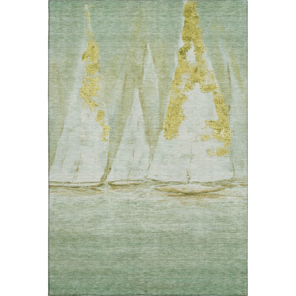 HomeRoots 10' X 14' Green And Gold Nautical Area Rug – UV Protected, Washable, Durable & Stylish for Any Space 717302