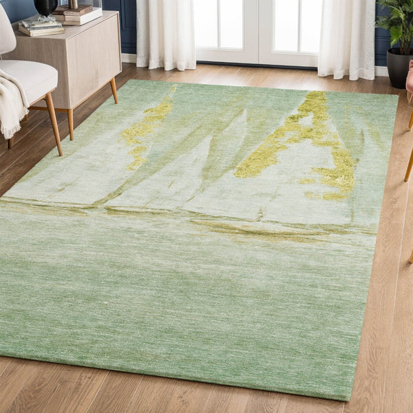 HomeRoots 10' X 14' Green And Gold Nautical Area Rug – UV Protected, Washable, Durable & Stylish for Any Space 717302