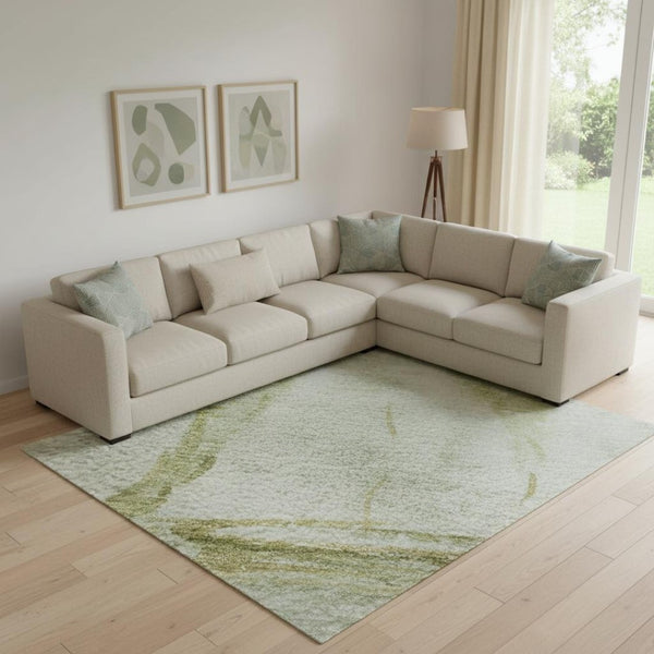 HomeRoots 10' X 14' Green And Gold Nautical Area Rug – UV Protected, Washable, Durable & Stylish for Any Space 717302