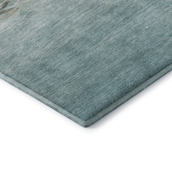 HomeRoots 5' X 8' Teal & Gold Nautical Area Rug - Washable, UV Protected, Stain Resistant for Coastal Charm 717304