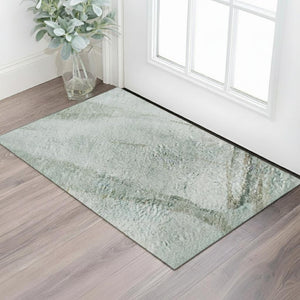 HomeRoots 5' X 8' Teal & Gold Nautical Area Rug - Washable, UV Protected, Stain Resistant for Coastal Charm 717304
