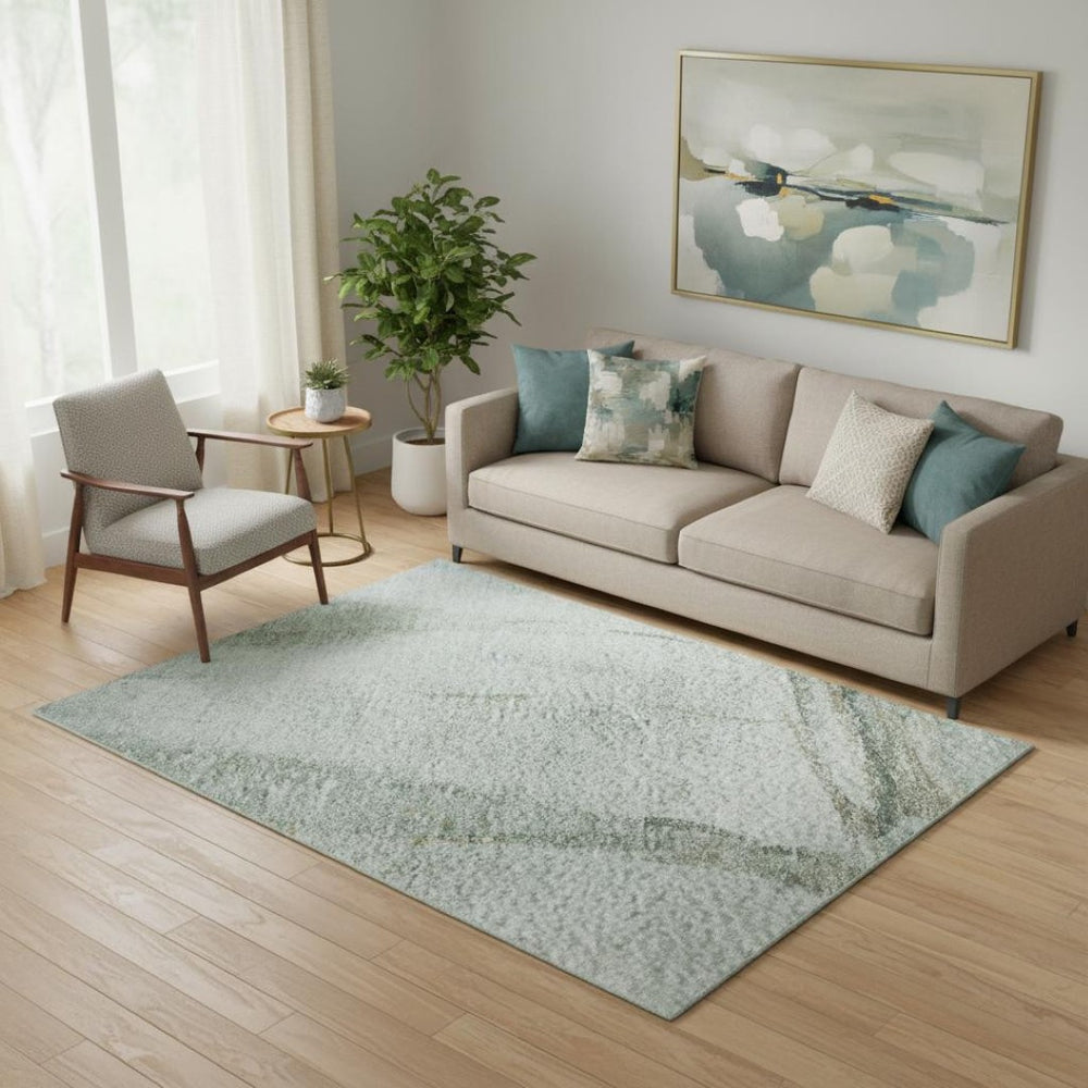 HomeRoots 8' Teal and Gold Nautical Round Rug – UV Protected, Washable, Stain-Resistant for Busy Homes 717305