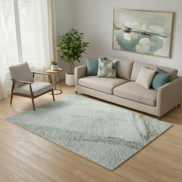 HomeRoots 8' Teal and Gold Nautical Round Rug – UV Protected, Washable, Stain-Resistant for Busy Homes 717305