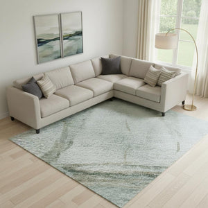 HomeRoots 9' X 12' Teal and Gold Nautical Area Rug - Stylish, Washable, UV-Protected for High-Traffic Spaces 717307