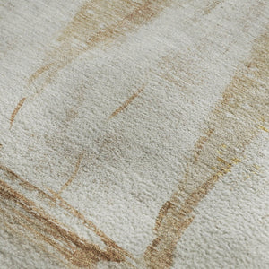 HomeRoots 8' Taupe and Gold Nautical Round Rug - Washable, UV Protected, Soft, Non-Slip, Durable for Homes 717311