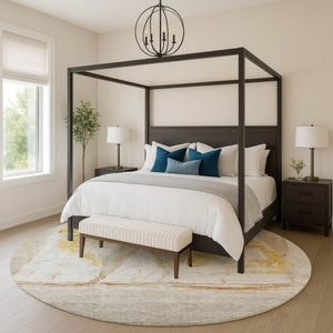 HomeRoots 8' X 10' Washable Taupe and Gold Nautical Area Rug - UV Protected, Stain-Resistant, Soft & Stylish! 717312