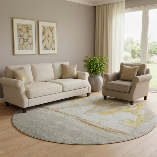 HomeRoots 8' X 10' Washable Taupe and Gold Nautical Area Rug - UV Protected, Stain-Resistant, Soft & Stylish! 717312