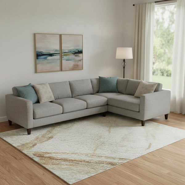 HomeRoots 9' X 12' Taupe and Gold Nautical Area Rug - Washable, Stain-Resistant, UV-Protected for Busy Homes 717313