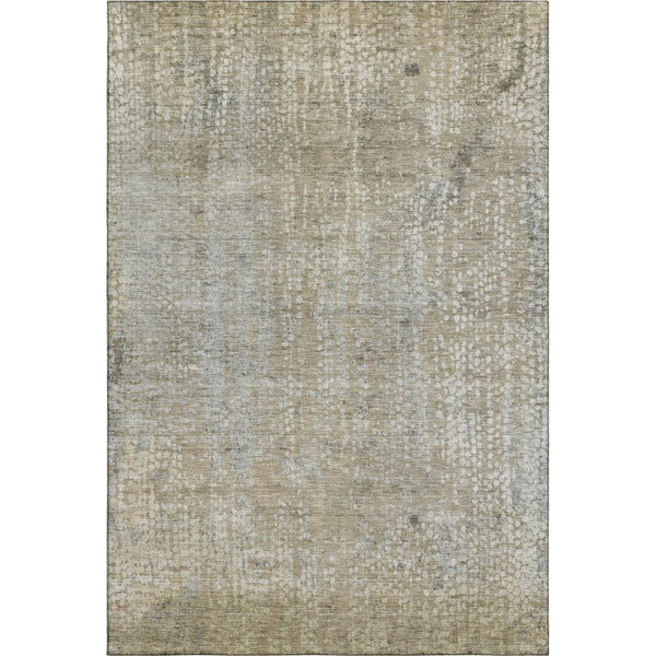 HomeRoots 8' Beige and Gray Abstract Round Rug – Washable, Stain Resistant, UV Protected for Active Homes 717317
