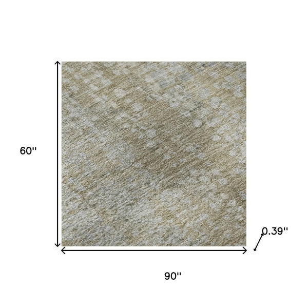 HomeRoots 8' Beige and Gray Abstract Round Rug – Washable, Stain Resistant, UV Protected for Active Homes 717317