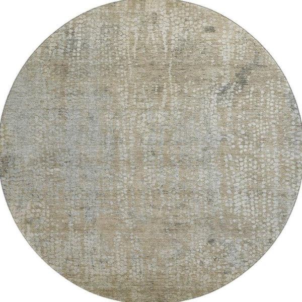 HomeRoots 8' X 10' Washable Beige and Gray Abstract Area Rug with UV Protection for High-Traffic Spaces 717318