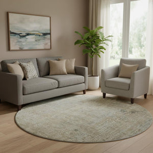 HomeRoots 8' X 10' Washable Beige and Gray Abstract Area Rug with UV Protection for High-Traffic Spaces 717318